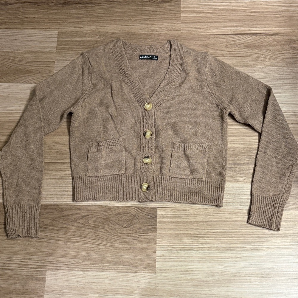 Light Brown Button-Up Cardigan Small